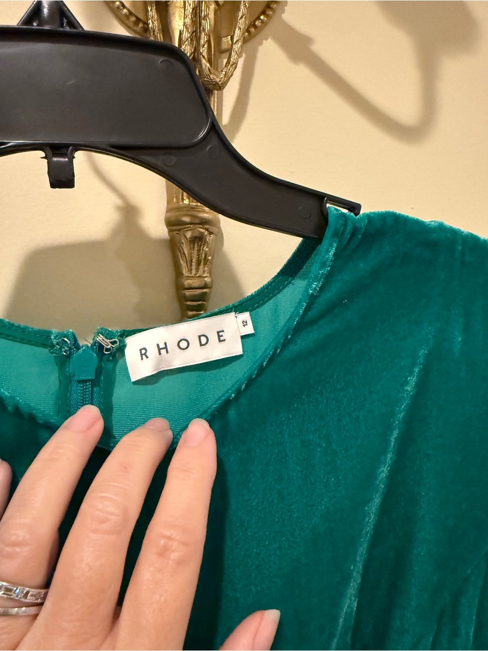 RHODE Teal Velvet Midi Dress